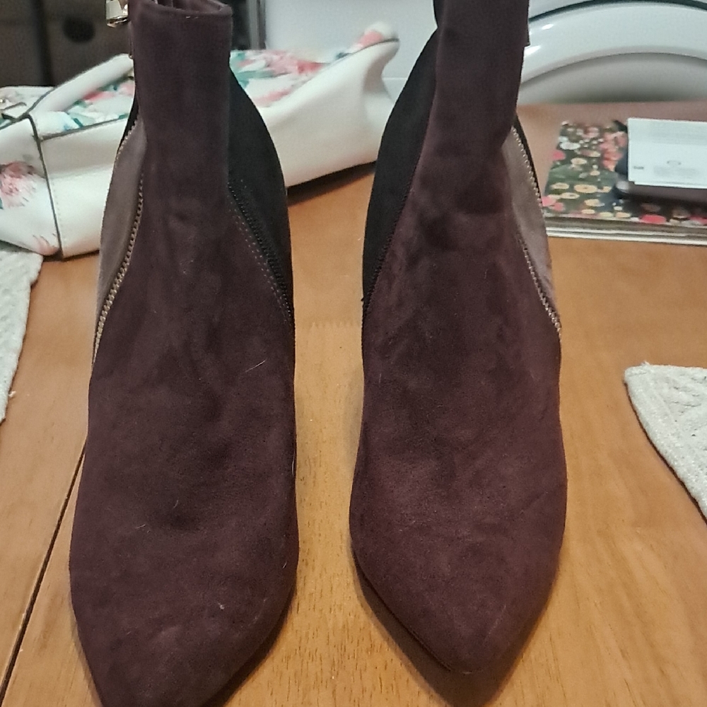 Shoe Dazzle Ankle Boots - Rich Purple and Black